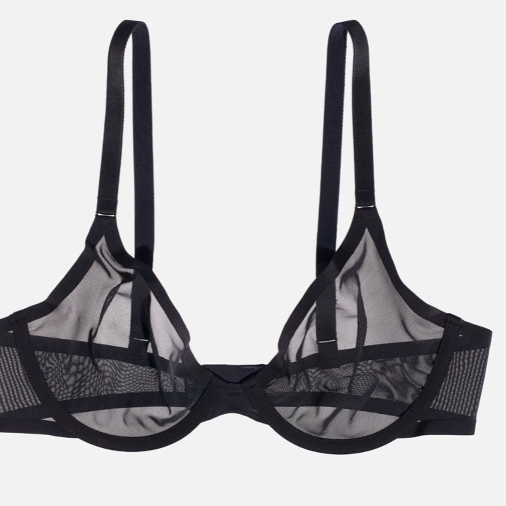 CUUP plunge black mesh bra, 40C